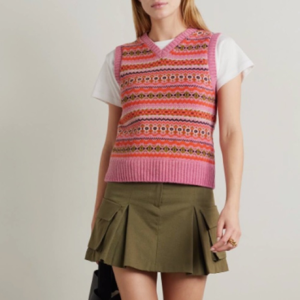 NWT Alex Mill - Francis Fair Isle Wool
Vest - Peony (Size Medium)